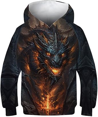 Kids Print 3D Dragon Hooded Hoodies Sweatshirts