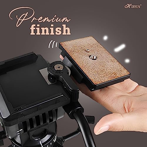 Image of HIFFIN Aluminum Tripod, Universal Lightweight Tripod with Carry Bag for All Smart Phones, Gopro, Cameras (Black) (880 Quick Release Plate)