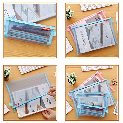Pendancy Mesh Zipper Pouch, 5pcs Multiple Size, Lightweight Nylon File Folders, Document Organizer,