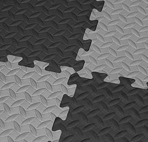 16 Tiles (64 Sqft) Of Puzzle Exercise Mat Eva Interlocking Foam Tiles Protective, Cushioned Workout Flooring For Exercise, Martial Arts, Mma, Gymnastics And Gym Equipment (Black And Grey, 64 Sqft) #TOP2