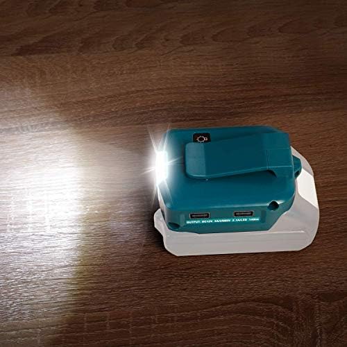 Hipoke Adp05 Power Source Battery Adapter Converter Dual USB Phone Charger Adapter Battery Charger Power Source with DC Port LED Light Compatible with Makita 18V Lithium-Ion Battery