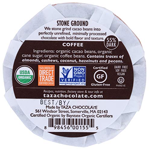 Taza Chocolate Organic Mexicano Disc 55% Dark Chocolate, Coffee, 2.7 Ounce (1 Count), Vegan #TOP2
