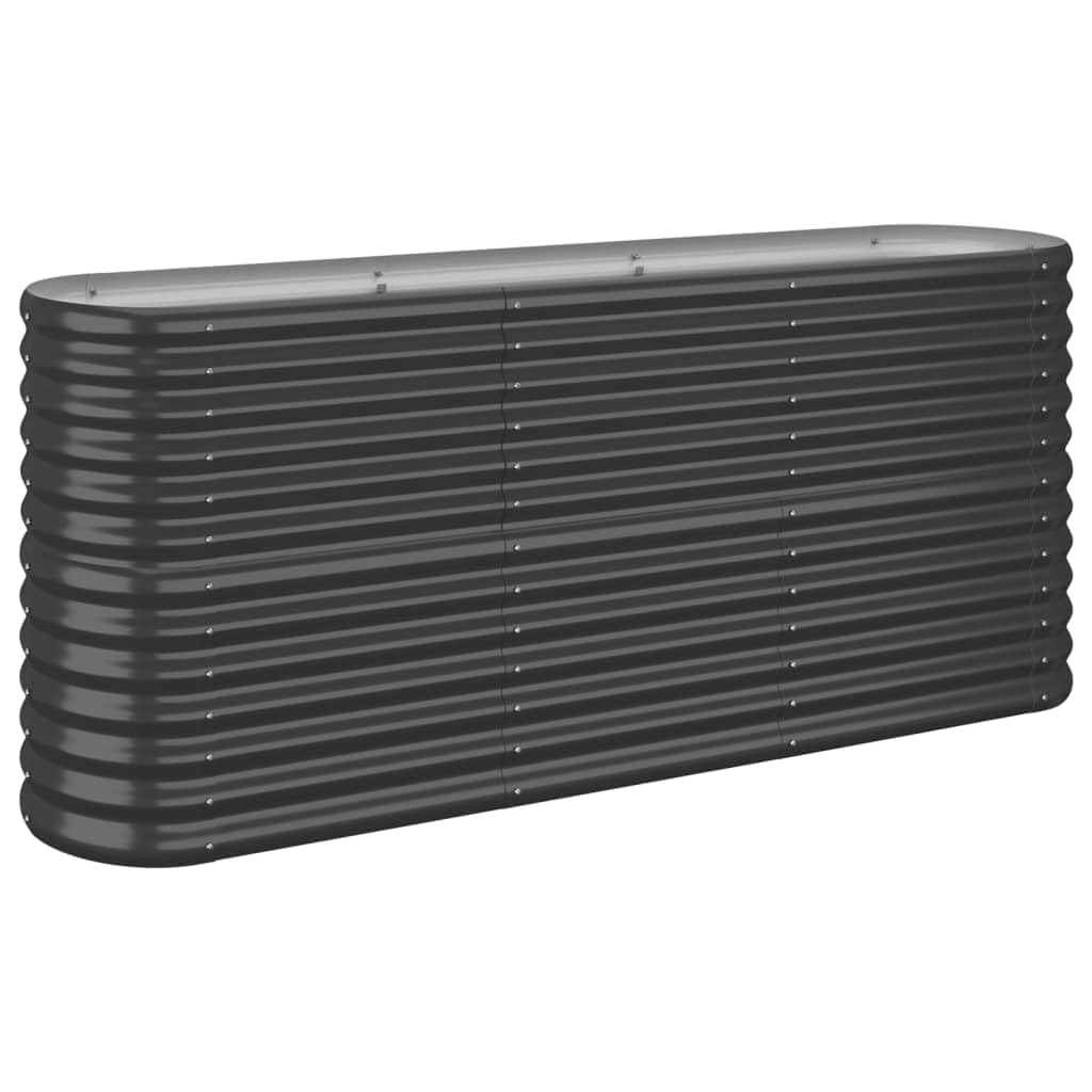 vidaXL Garden Raised Bed - Powder-coated Steel Planter, Oval 152x40x68cm for Outdoor Gardening in Anthracite