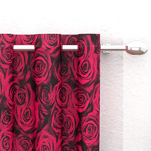 Image of Story@Home Combo Set of 4 Piece Modern Polyetser Eyelet Floral Pattern Ringtop Printed Window Curtains - 5 Feet, Pink