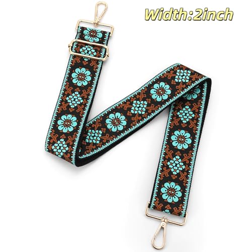 Image of Flower Purse Strap Replacement Embroidery Crossbody Shoulder Strap for Handbag Canvas Purse Extender Accessories