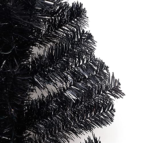 Juegoal Pre-Lit Artificial Halloween Christmas Tree, 4 Ft Lighted Black Tinsel Xmas Pine Trees With 50 Leds Lights, 8 Lighting Modes & Battery Powered Waterproof For Home Office Party Decorations #TOP3