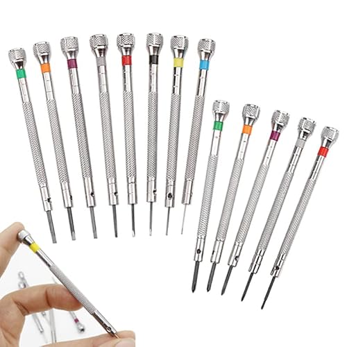13 Pcs Micro Precision Watch Screwdriver, BetterJonny 0.6-2.0 mm,1.2-2.0mm Precision Jewelers Screwdriver Set Professional Watchmaker Screwdriver Tools for Repair Watch and Replace Batteries