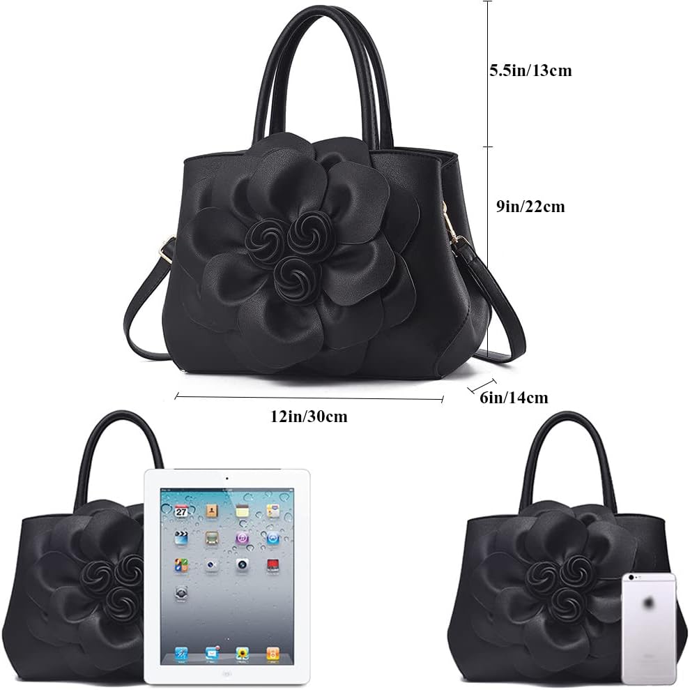 Cayla 3D Floral Handbags Purses for Women Top Handle Handbag PU Leather Satchel Shoulder Crossbody Bags Ladies Evening Bag - Image 7