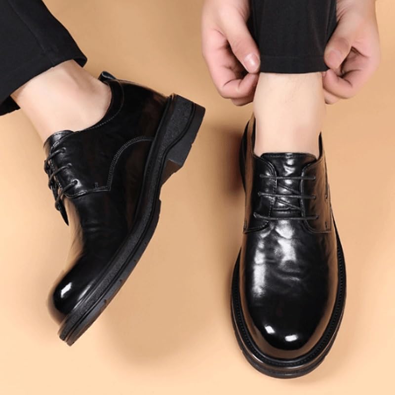 Men's Genuine Leather Lace Up Oxfords Comfort Wide Round Toe Non-Slip Dress Shoes Anti-Slip Formal Duty Work Shoes3