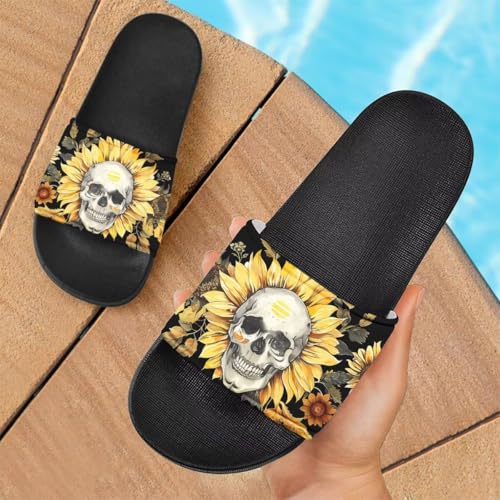 Howilath Women's Casual Single Band Flat Slippers, Novelty Patten Open Toe Slides Sandal Comfortable Soft Sole House Slippers2