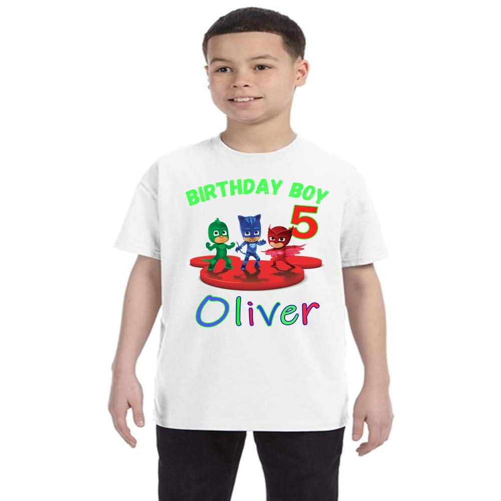 Catboy, Gekko and Owlette Birthday Shirt Boys Red Green and Blue Background,Matching Sibling Shirt