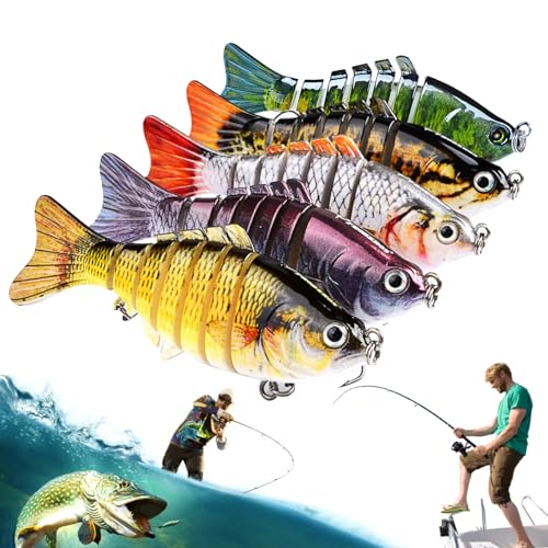 Wshxjzyay 5pack Swimming Bait, Swimming Fishing Lures, Multi Jointed Fishing Lure Making It Accessible for All Skill Levels