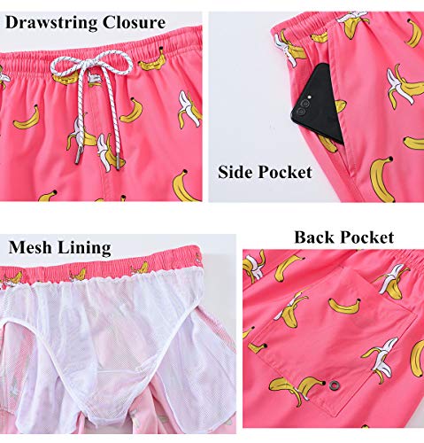 Yukaichen Men's Swim Trunks Quick Dry Beach Swim Shorts Mesh Lining Board Shorts Swimwear Bathing Suits Banana 30(L) #TOP3