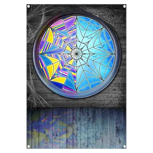 Yriujul Fabric 5x7ft Halloween Spider Web Window Photography Backdrop