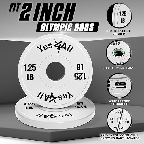 Image of Yes4All Fractional Weight Plates Set, Available In Steel And Rubber, Set of 2 /4 /6 Plates in 1.25LB, 2.5LB, or 5LB Sizes, Micro Change Plates for Dumbbell and Olympic Barbell Weightlifting