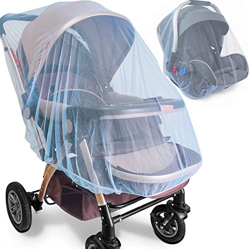 Image of Durable Baby Stroller Mosquito Net (2 Pack) - Perfect Bug Net for Strollers, Bassinets, Cradles, Playards, Pack N Plays and Portable Mini Crib (Blue)