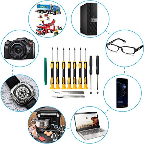Buspoll Torx Screwdriver Set Star Screwdrivers With T3 T4 T5 T6 T7 T8 T10, Esd Tweezers,Philip/Slotted， Camera, Mac, Computer, Xbox, And Ps4 Repair Kit #TOP5