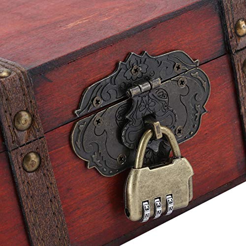 Treasure Chest, Vintage Wooden Boxes Decorative Box With Lock And Key Wooden Keepsake Box Lockable Treasure Storage Jewelry Chest Desk Box With Lid Wooden Crown Box Gift For Home Decor(#2) #TOP3