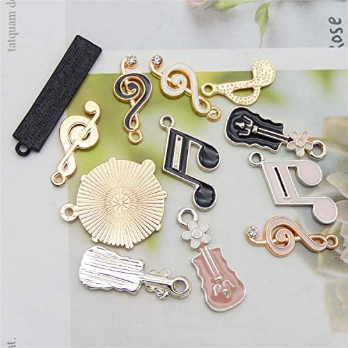 36pcs Enamel Music Notes Instruments Charms for Jewelry Making Wholesale Bulk Lot Piano Violin Musical Symbols Pendants