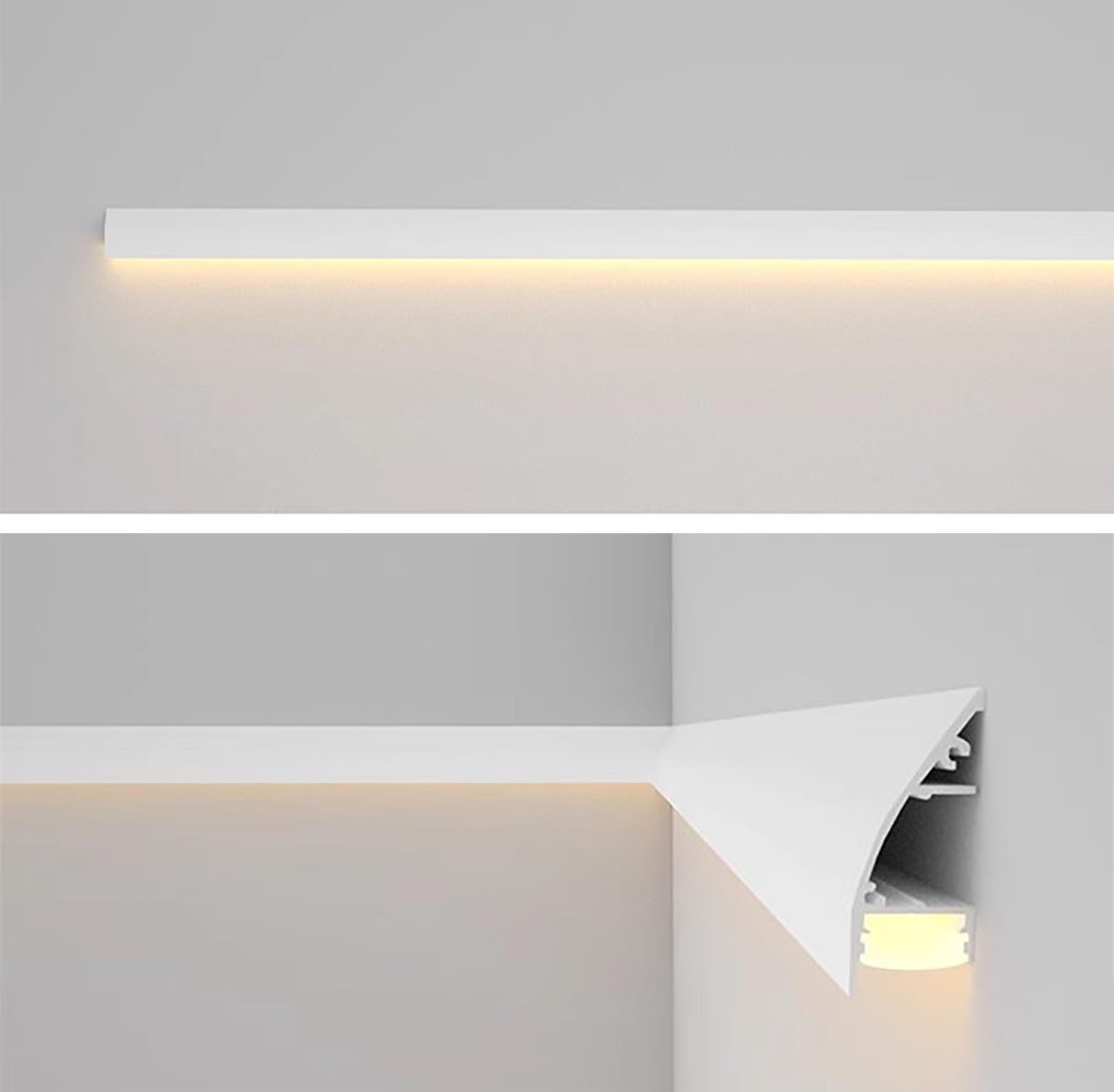 Moldura de Techo, moldura de Corona Negra, Perfil de Aluminio para Canal LED - difusor de iluminación indirecta para Techo y Pared - moldura para Tira de luz LED de 1 m (3,3 pies) - versátil
