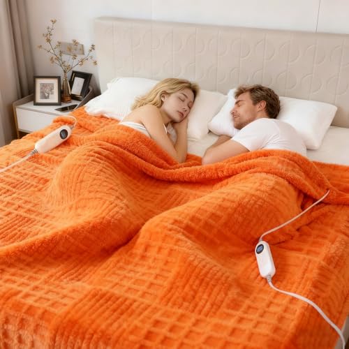 Eastsora Heated Blanket Electric King, 90"X100" Waffle Heating Blanket with