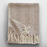 Indigo Road by Egypt Sherrod Anella Chevron Stripe Tasseled Cotton Rich Throw Blanket, Nutshell, 50" W x 60" L