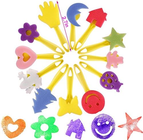 FUQUN Paint Sponges for Kids, Early Learning Kids Art & Craft 35 Pcs Fun Paint Brushes for Toddlers Kids Painting Kits Early DIY Learning Include Foam Brushes, Painting Accessories for Kids