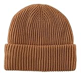 Home Prefer Rib Knit Beanie Hat for Men and Women (US, Alpha, One Size, Camel)