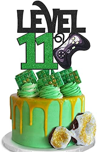Level 11 Game Birthday Cake Topper - Video Game Boy's 11th Birthday Level Up Party Cake Supplies - Game On Winner Gaming Party Decoration