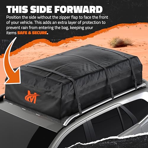 Image of Mockins 72 inchx48 inchx20 inch XXL Roof Cargo Bag for Top of Car, Truck, & SUV | 40 CuFt Weatherproof Car Topper Luggage Carrier Waterproof Bag | Soft-Shell Vinyl Car Rooftop Cargo Carrier Bag w /Accessories