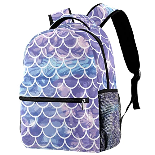 Mochila al aire libre ergonómica con estampado de sirena azul y púrpura