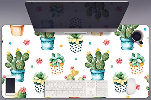 Sous-main bureau 90x45cm gaming vinyle grand tapis protection table cactus