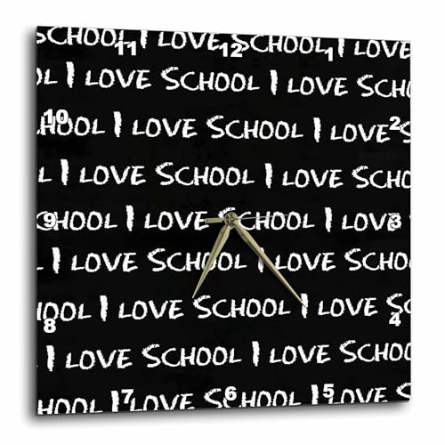 3dRose I Love School Chalkboard 10x10 Wall Clock
