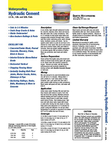 Damtite 07502 Gray Waterproofing Hydraulic Cement, 50 lb. Pail