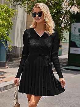 【美品✨️】RonHerman Jumper Dress 黒 ナイロン 2024 Livonmone Women's Jumper Dress, Winter Long Sleeve V-Neck Knitted