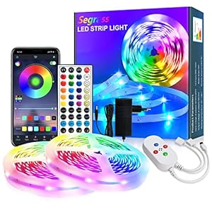 segrass LED strip 20M, APP Steuerung, 5050 RGB Musik Sync LED Band, Schlafzimmer Farbwechsel LED Streifen lichterkette…