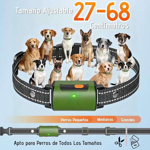 Collar de Adiestramiento para Perros, Collars Antiladridos Conforme Nueva Ley Española de Bienestar Animal Control Manual 3200 Ft, Agua IPX7, Sonido/Vibración/Sonido+Vibración, para Todos los Perros