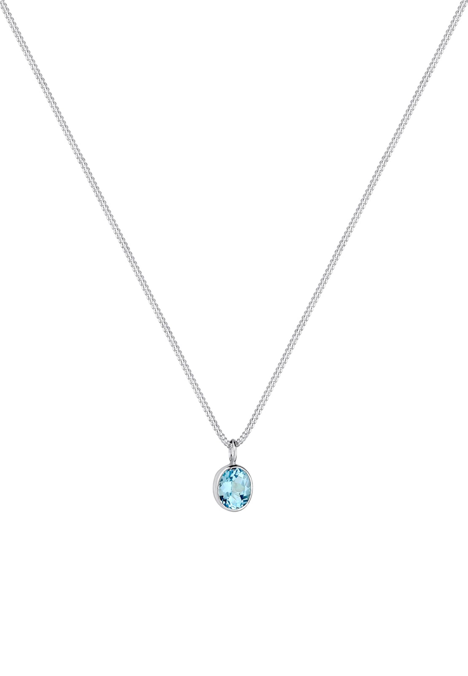 Elli 0103291115 - Collar para mujer con colgante de piedra preciosa básica, plata 925, topacio brillante, color azul