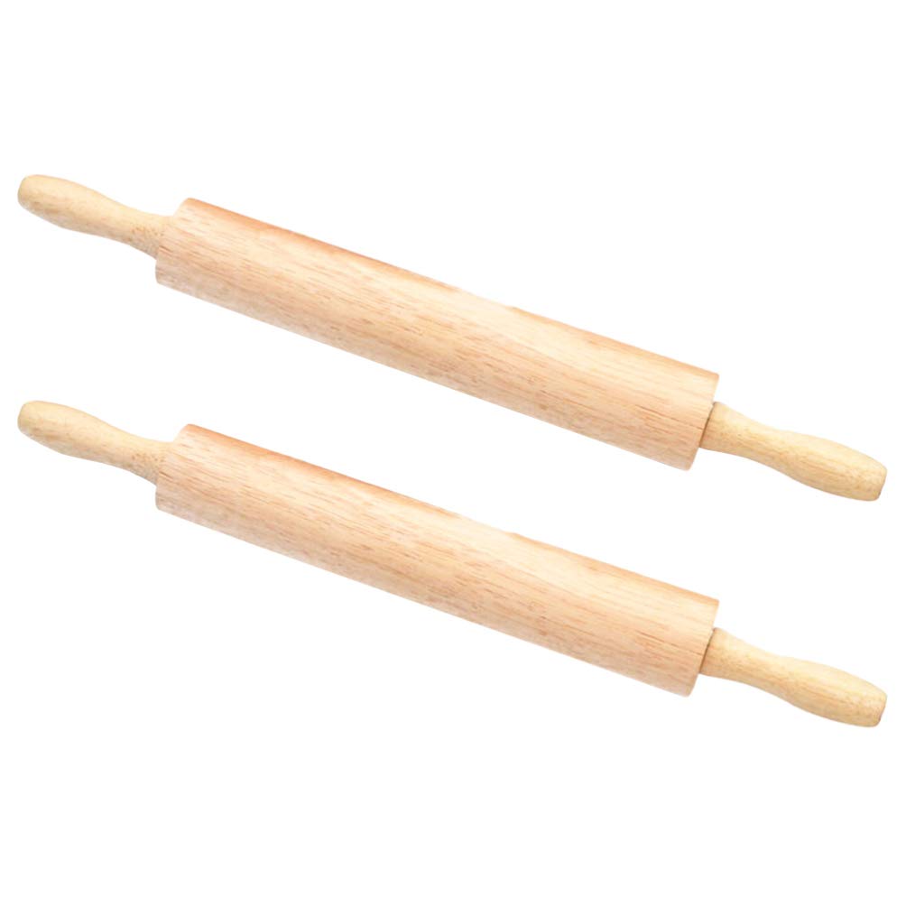 Cabilock 2piezas Rodillo De Madera Natural Sin De Herramienta Esencial Para Hornear Pasteles y Galletas Ergonómicos y Rodamiento Para El