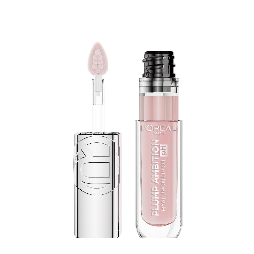 L'Oréal Paris Plump Ambition Lip Oil, pH-reaktives Lippenöl für individuelle Farbe, Lipgloss für Volumen & Glanz, mit Hyaluronsäure & Tripeptiden, 24h Feuchtigkeit, Farbe: 114 Rose, 1 x 5 ml