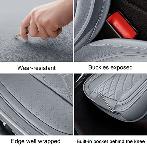Image of MIROZO Car Seat Covers Full Set - Leather Seat Covers Grey Breathable Vehicle Cushion Cover Fit for Most Sedan, Truck and SUV (Gray)