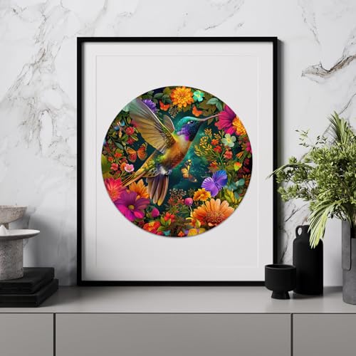 Rompecabezas de madera Delobil para adultos, rompecabezas de colibrí de madera de 200 piezas, rompecabezas jigsaw con forma única de ave, regalos creativos para cumpleaños, juegos familiares divertidos y desafiantes, 11,2 x 11,2 pulgadas miniatura 5