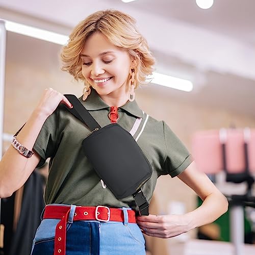 FuninCrea Fanny Pack, wasserdichte Nylon Hüfttasche Brusttasche mit verstellbaren Riemen für Frauen Männer, Modische Gürteltasche mit 3 Mesh Taschen zum Training, Laufen, Reisen, Wandern (Blau)