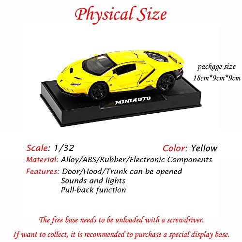 Alloy Collectible Yellow Lamborghini Toy Pull Back Vehicles Diecast Cars Model With Light & Sound #TOP4