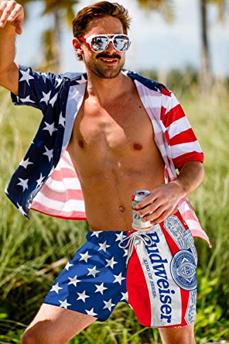 Shinesty Mens Budweiser Swim Trunks The Bud Diesels (Xx-Large) Blue #TOP4