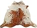 Brown and White Cowhide Rug Natural Cow Skin Cow Hide Leather Area Rug Hair On, 5 ft X 6 ft Premium Brown White Large
