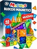 Blocchi magnetici (45 pezzi) – Blocchi magnetici per bambini a partire dai 3 anni – Giocattolo magnetico educativo – Gioco magnetico creativo con potenti magneti – Idea regalo