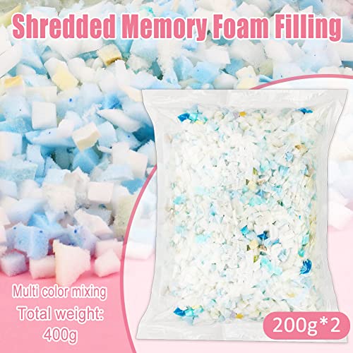 SHWAKK Bean Bag Filler Foam, 400g Premium Shredded Memory Foam, Filler Foam Refill for Easy Pillow, Mattress Grade Replacement Filling for Dolls, Dog Beds, Pillows and Arts Crafts(14.11oz)