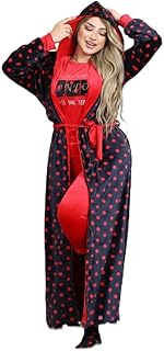 طقم روب و بيجامة قطيفة 7 قطع فاخرة "هايدي" مبطنة (دبل فيس) - طويل بغطاء رأس دفء استثنائي وأناقة متكاملة من سندس (كود 2051) - مقاس (60-90 كجم)