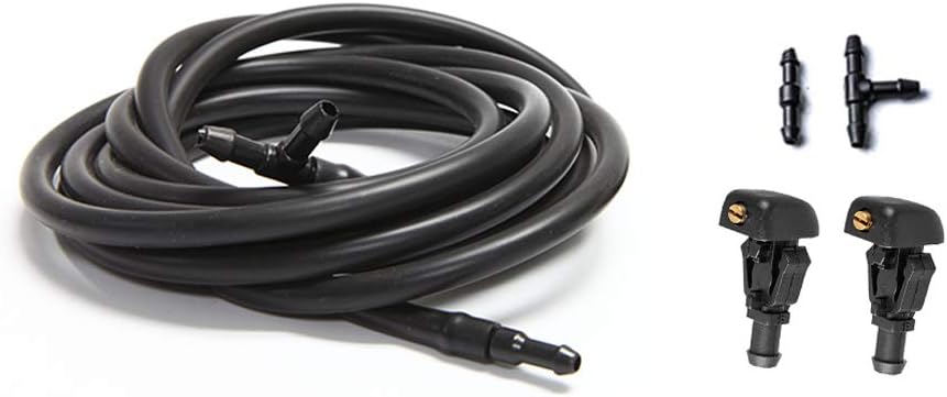 Front Windshield Washer Nozzles Kit for 2004-2013 Ford F150 - Replaces # 3W7Z17603AA Washer Jet and Fluid Hose with Connector